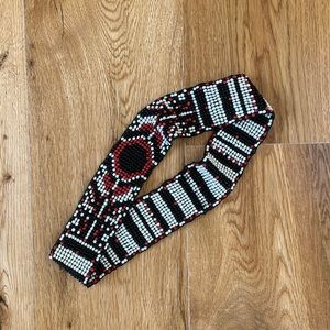 Black Red White Beaded Belt